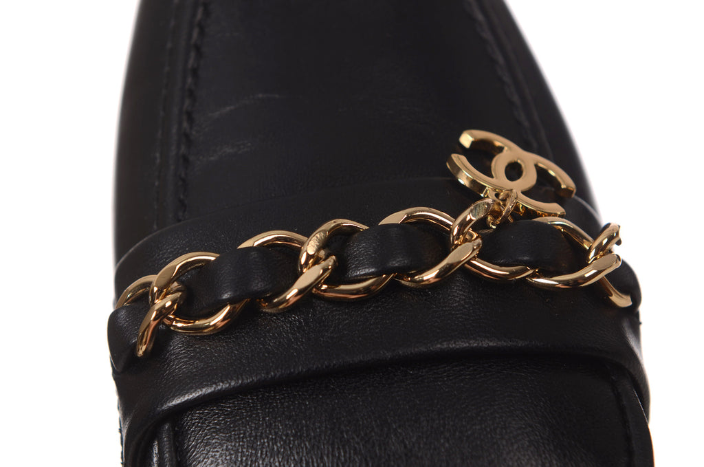 CHANEL Black Calfskin CC Logo Mule Size 36.5