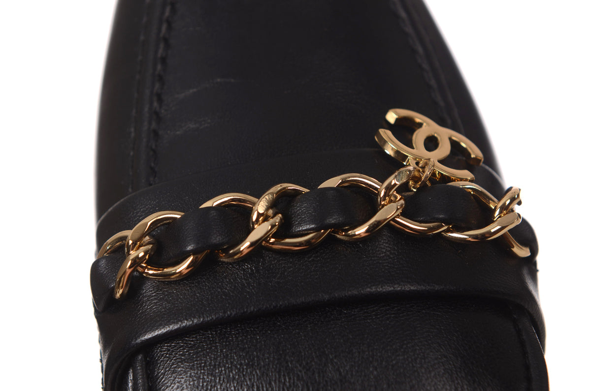 CHANEL Black Calfskin CC Logo Mule Size 36.5