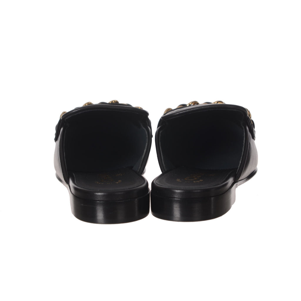 CHANEL Black Calfskin CC Logo Mule Size 36.5