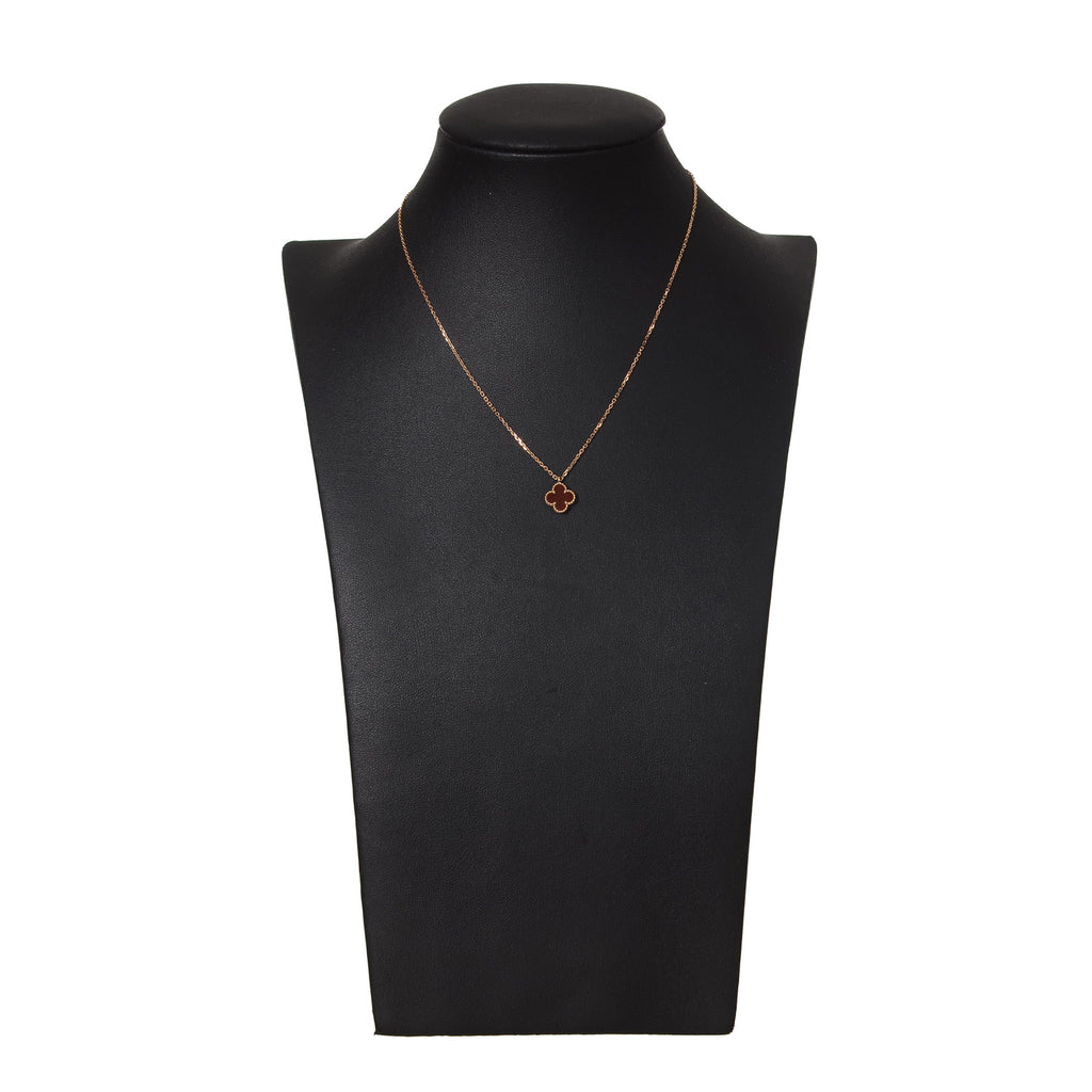 VAN CLEEF & ARPELS Sweet Alhambra Red Carnelian Pendant Necklace 18K Rose Gold