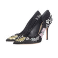 DIOR Embroidered Black Satin Pumps 37.5