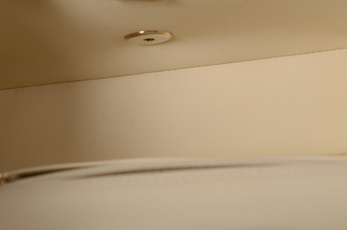CHANEL Mini Rectangular Ivory Lambskin Light Gold Hardware