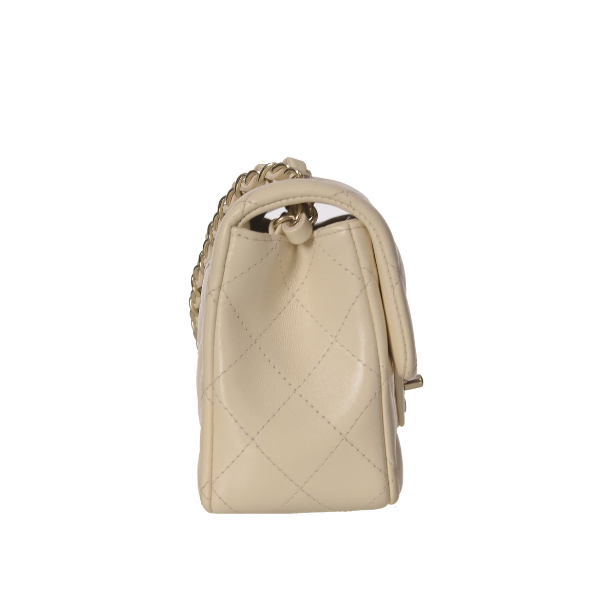 CHANEL Mini Rectangular Ivory Lambskin Light Gold Hardware