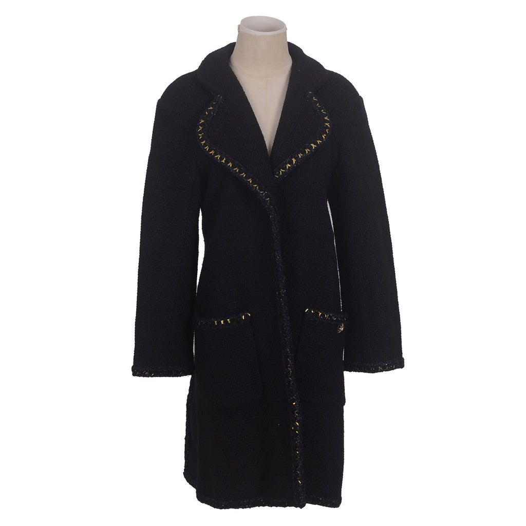 CHANEL Wool Tweed Long Coat Size 36 Small