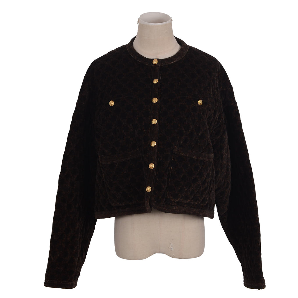 CELINE Brown Triomphe Quilted Jacket Size 36 Small