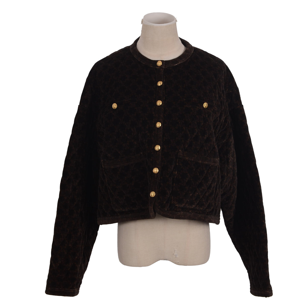 CELINE Brown Triomphe Quilted Jacket Size 36 Small
