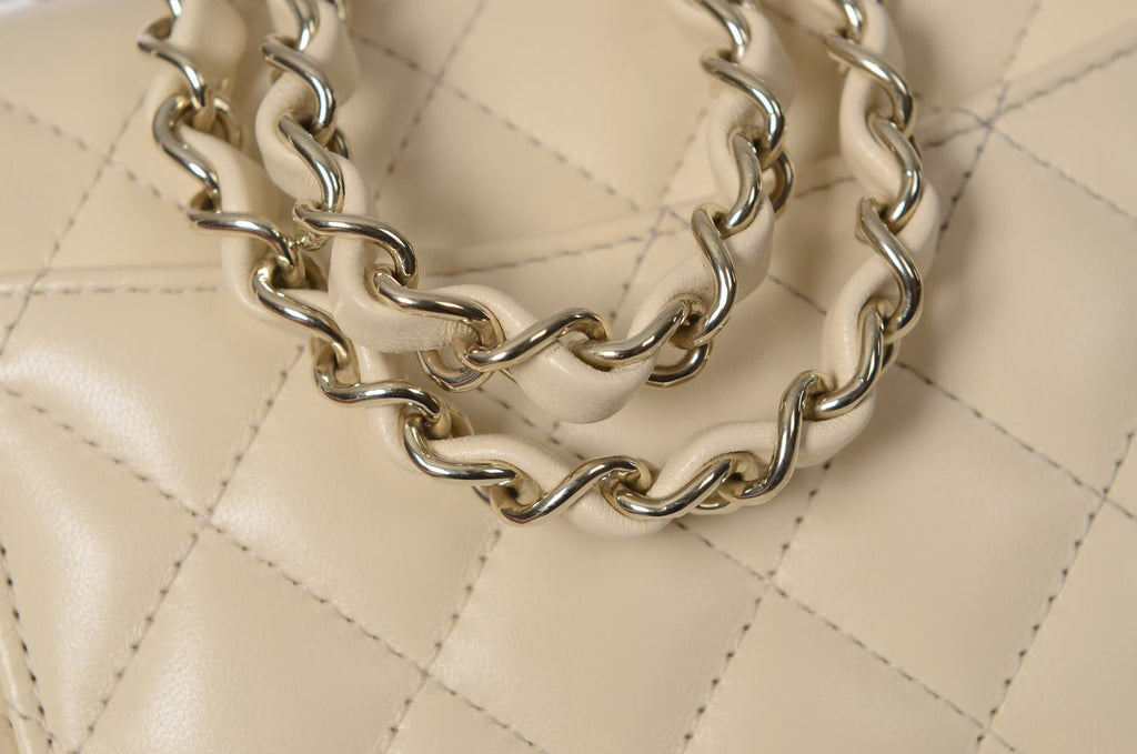 CHANEL Mini Rectangular Ivory Lambskin Light Gold Hardware