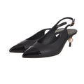 CHANEL Black Leather Slingback Sandal with Pearl Size 37.5