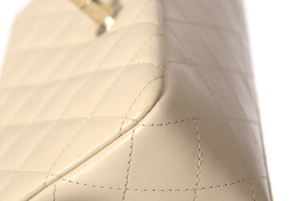 CHANEL Mini Rectangular Ivory Lambskin Light Gold Hardware
