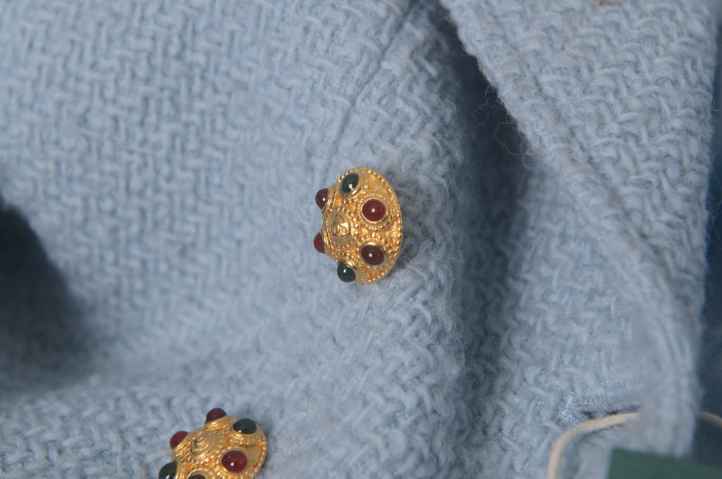 CHANEL 1996 Light Blue Tweed Jacket Size 36 Small