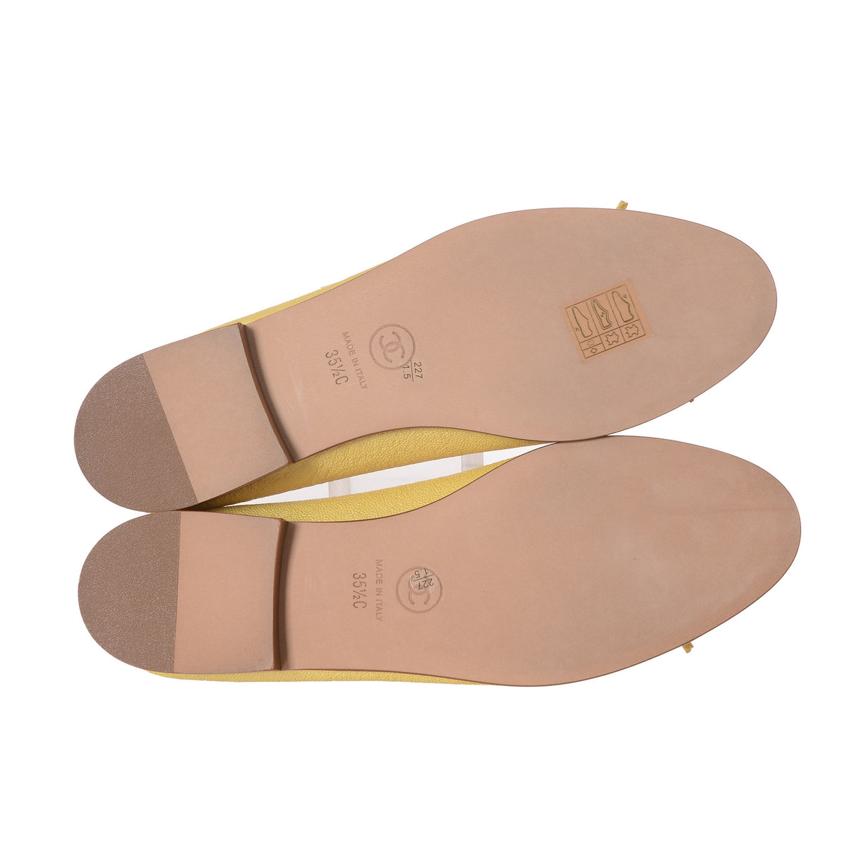 CHANEL Yellow Caviar Ballerina Flats Size 35.5