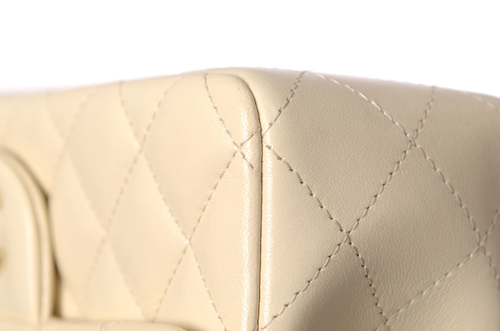 CHANEL Mini Rectangular Ivory Lambskin Light Gold Hardware