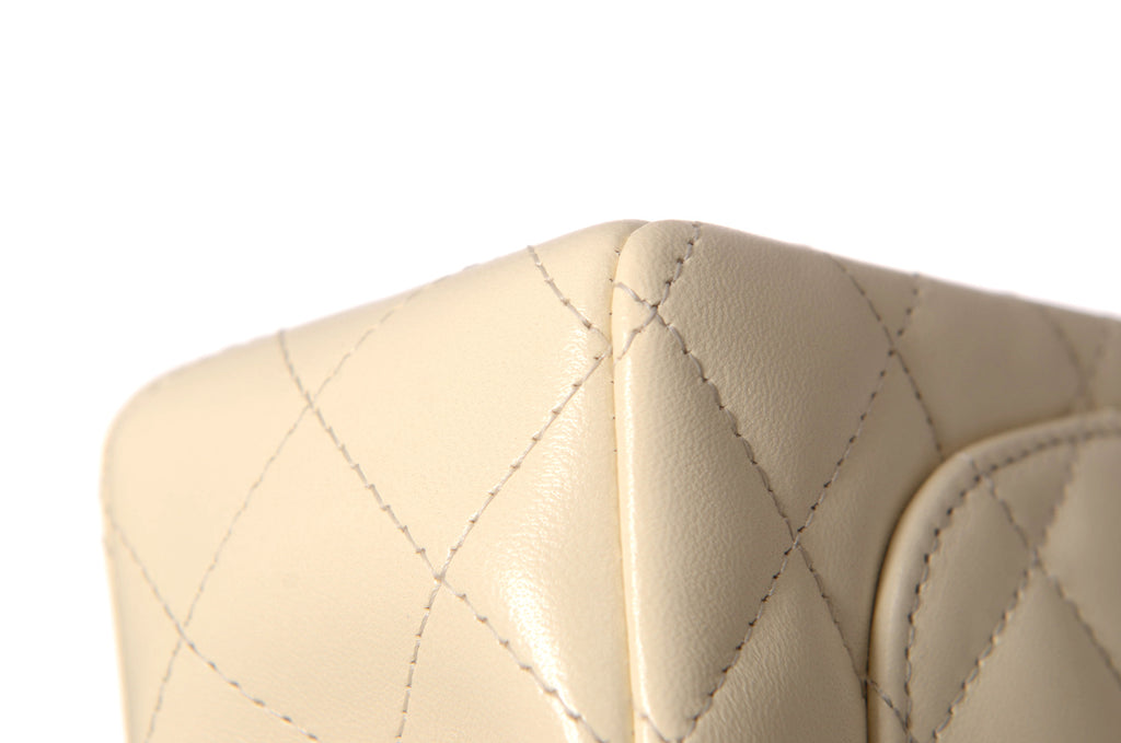 CHANEL Mini Rectangular Ivory Lambskin Light Gold Hardware