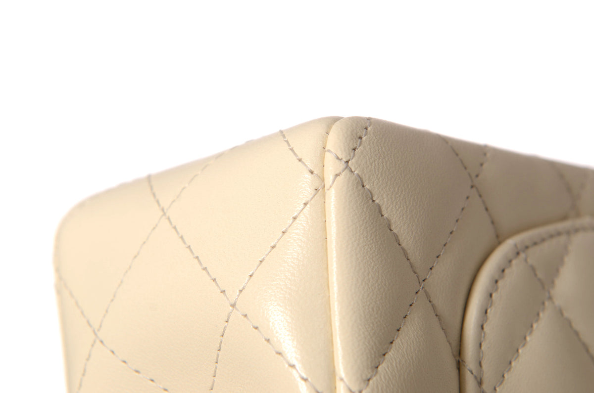 CHANEL Mini Rectangular Ivory Lambskin Light Gold Hardware