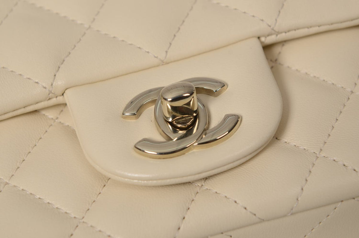 CHANEL Mini Rectangular Ivory Lambskin Light Gold Hardware